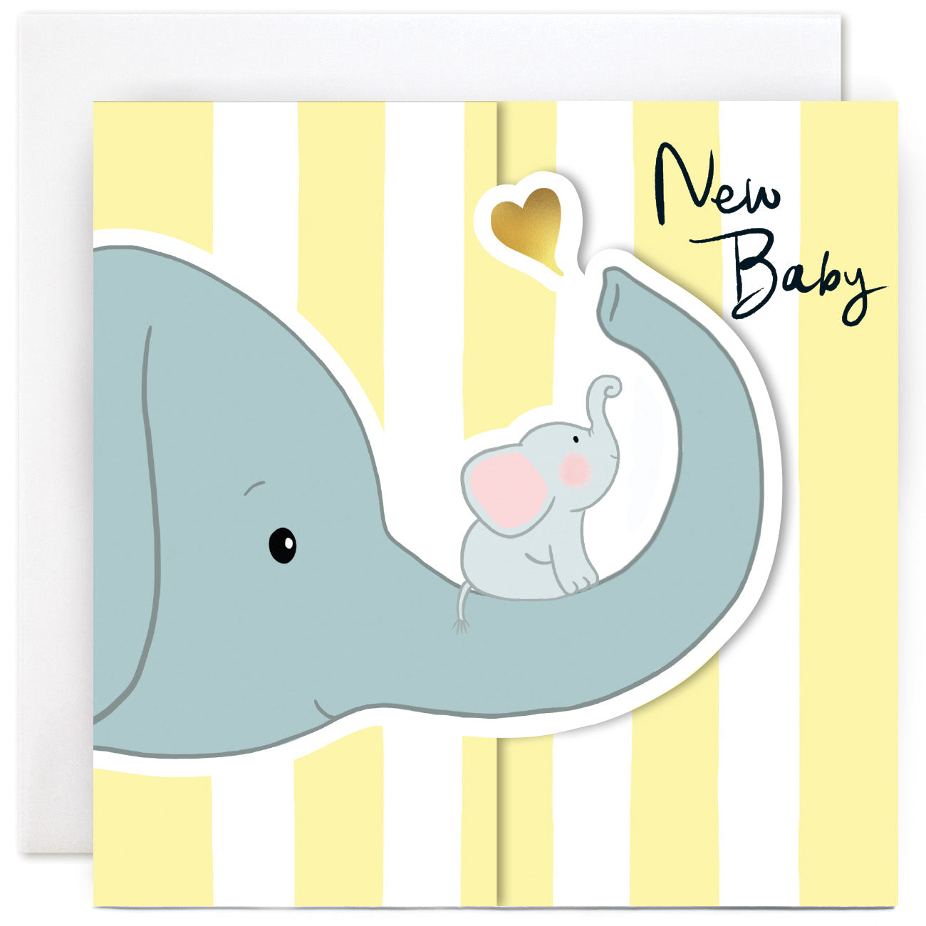 CL2501-Susan O'Hanlon-Elephants New Baby-Card-Stripes