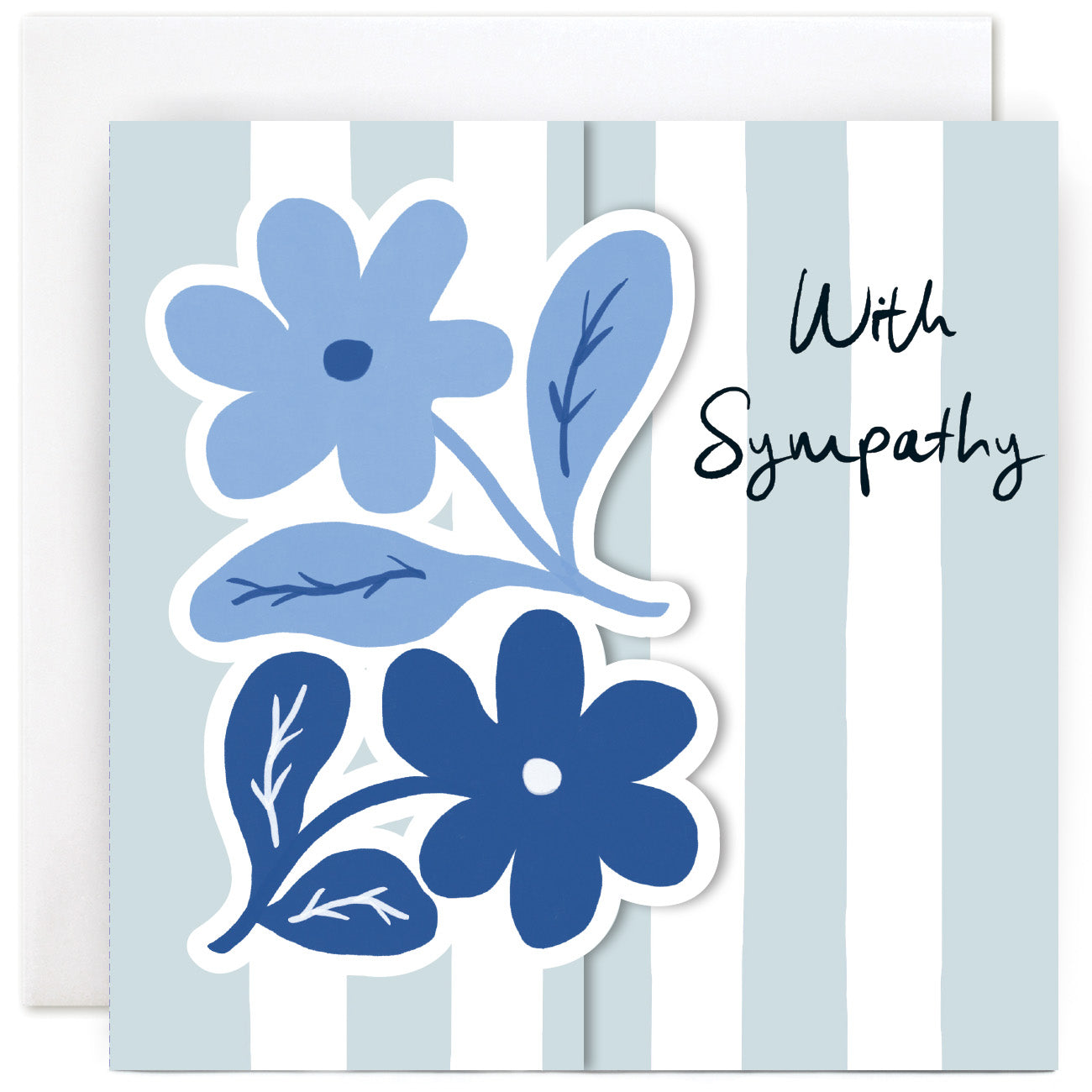 CL2509-Susan O'Hanlon-Blue Flowers Sympathy-Card-Stripes