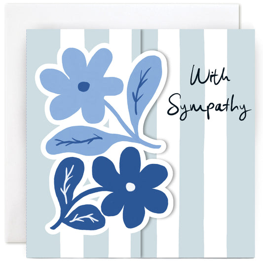 CL2509-Susan O'Hanlon-Blue Flowers Sympathy-Card-Stripes