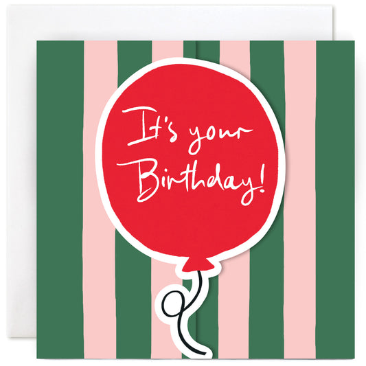 CL2510-Susan O'Hanlon-Happy Birthday Balloon-Card-Stripes