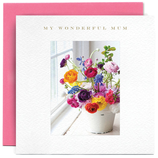 MM1802-Susan O'Hanlon-Ranunculas On Windowsill My Wonderful Mum-Card-