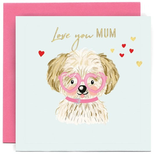 SKETCHM2501-Susan O'Hanlon-Dog In Heart Glasses Love You Mum-Card-