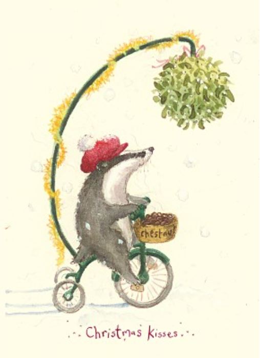 XF013-Two Bad Mice-Christmas Kisses-Xmas Card-Fran Evans