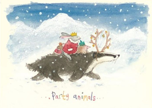 XF014-Two Bad Mice-Party Animals-Xmas Card-Fran Evans