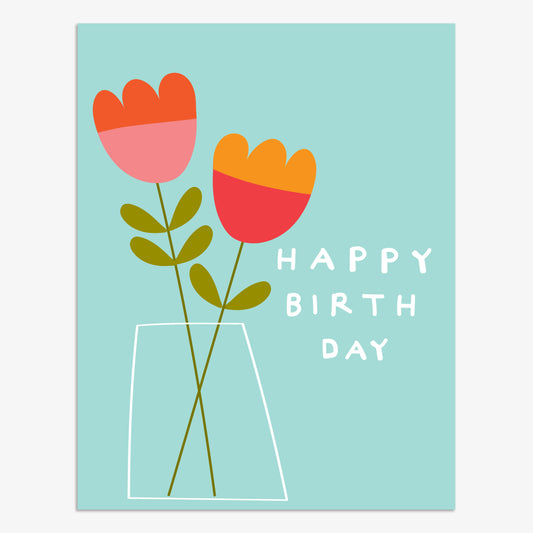 BP050-Think of Me-Happy Birthday Flowers-Card-Boop