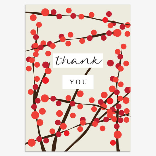 CPX152-Think of Me-Thank You Red Berries-Xmas Card Pack-Christmas Packs