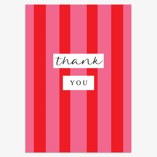 CPX153-Think of Me-Thank You Red Stripes-Xmas Card Pack-Christmas Packs