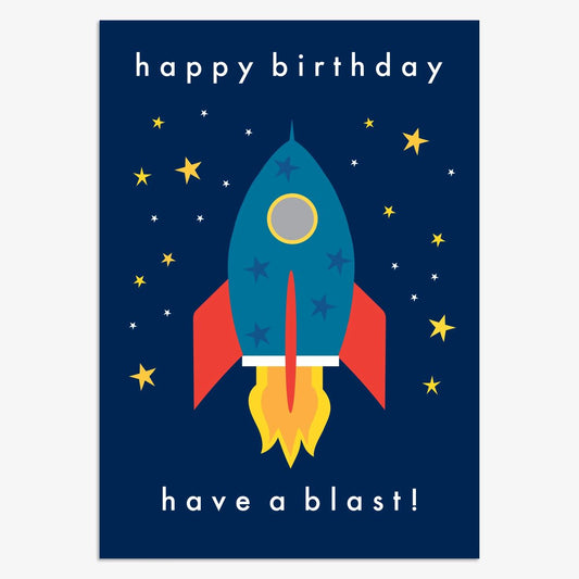 KIN073-Think of Me-Happy Birthday Rocket-Card-Kind