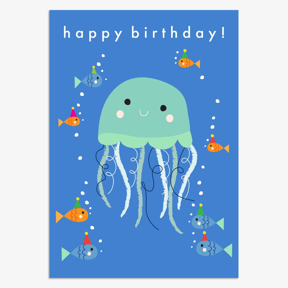 KIN079-Think of Me-Happy Birthday Jellyfish-Card-Kind