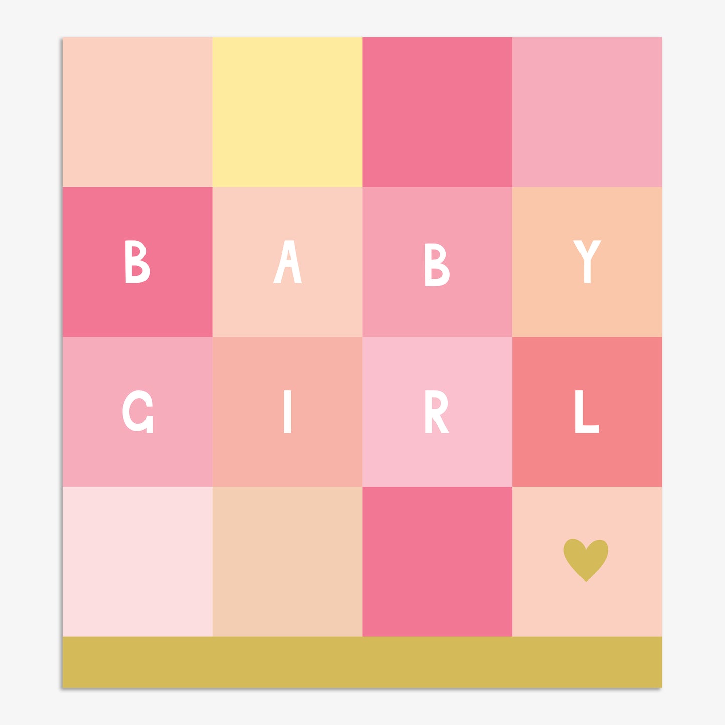 LK003-Think of Me-Baby Girl Pink Blocks-Card-Lark