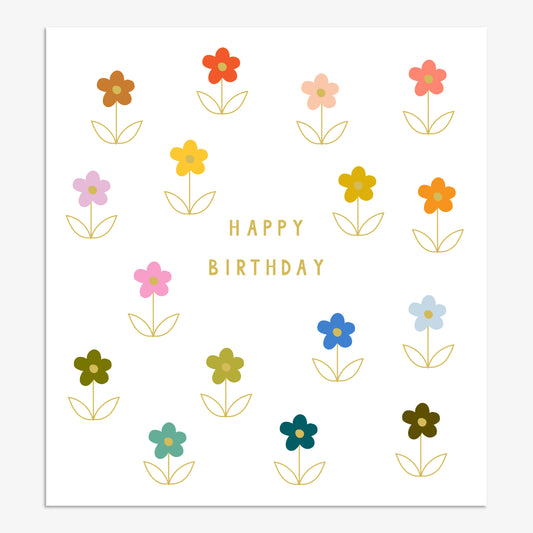 LK028-Think of Me-Happy Birthday Flowers-Card-Lark