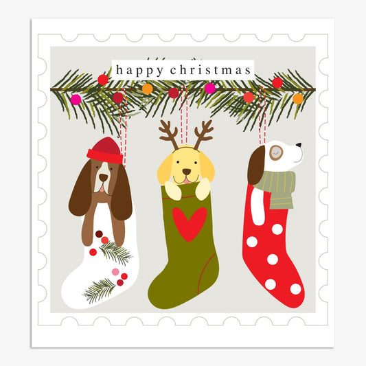 YLX012-Think of Me-Happy Christmas Puppies-Xmas Card-Yule