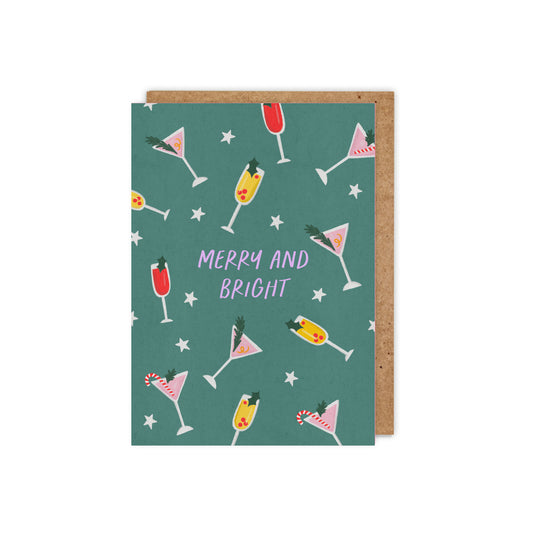 LX004-Zoe Spry-Merry And Bright Cocktails-Xmas Card-Little Xmas