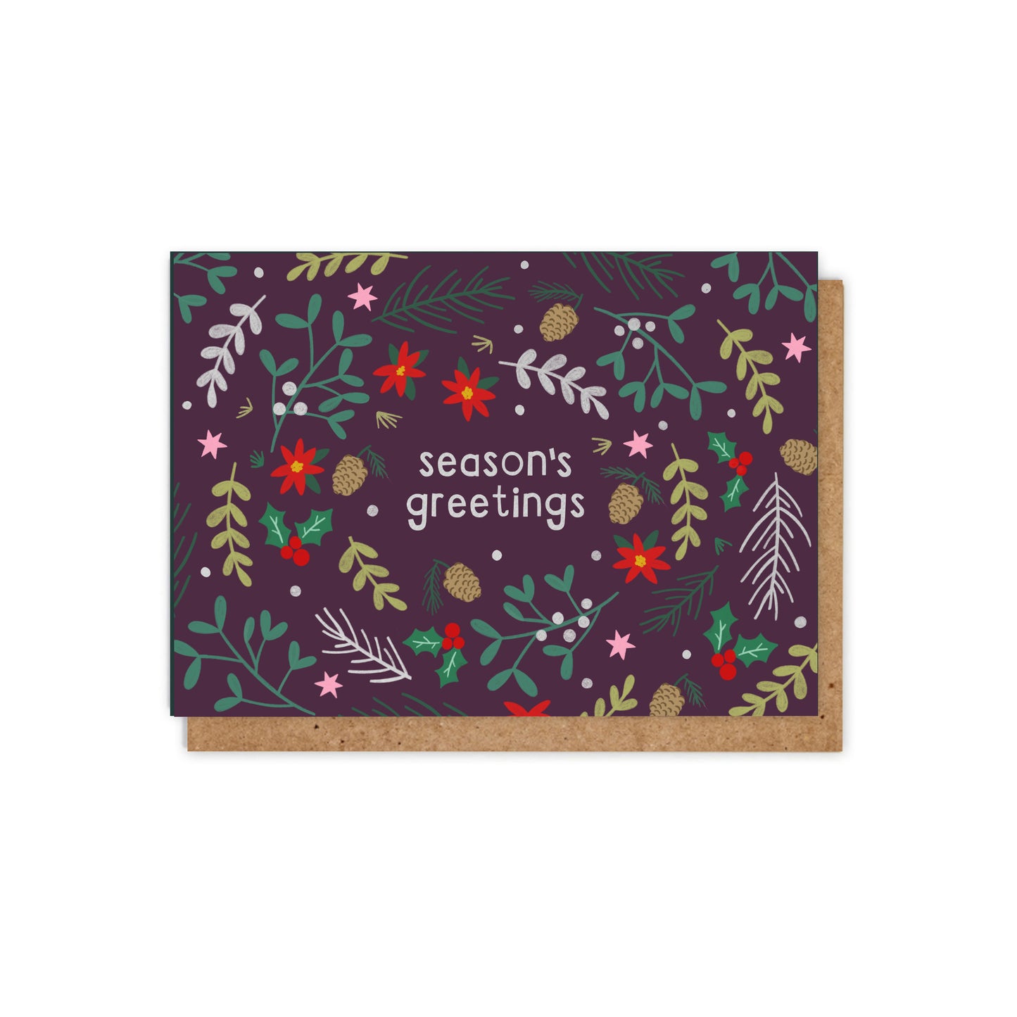 X003-Zoe Spry-Seasons Greetings Foliage-Xmas Card-Flora