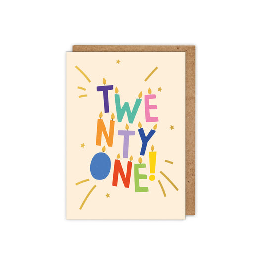 ZSB21F-Zoe Spry-Twenty One Letter Candles-Card-Letter Milestones
