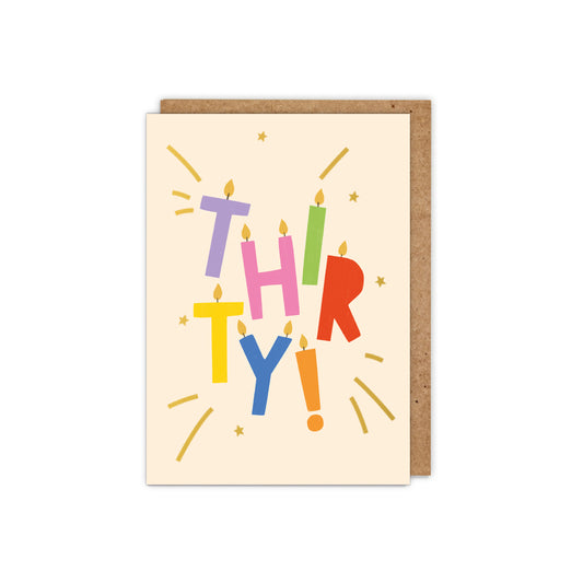 ZSB30F-Zoe Spry-Thirty Letter Candles-Card-Letter Milestones