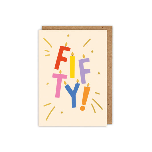 ZSB50F-Zoe Spry-Fifty Letter Candles-Card-Letter Milestones