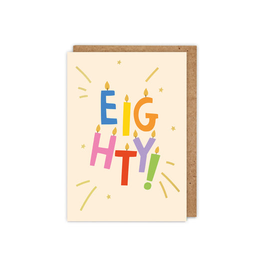 ZSB80F-Zoe Spry-Eighty Letter Candles-Card-Letter Milestones