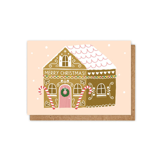 ZSXGBH-Zoe Spry-Merry Christmas Gingerbread House -Xmas Card-Oodles Of Doodles