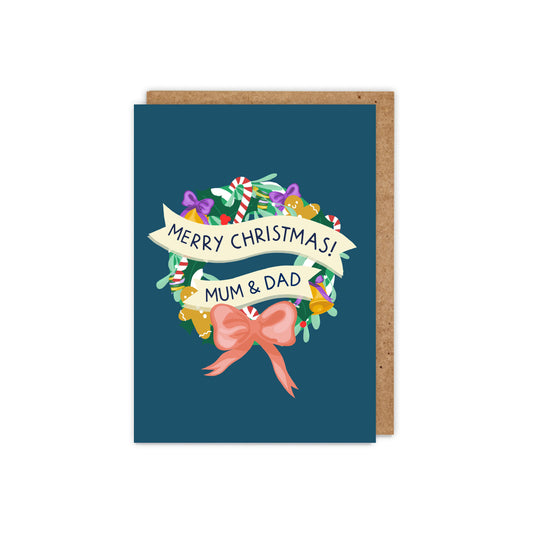 ZSXMD-Zoe Spry-Merry Christmas Mum And Dad-Xmas Card-Oodles Of Doodles