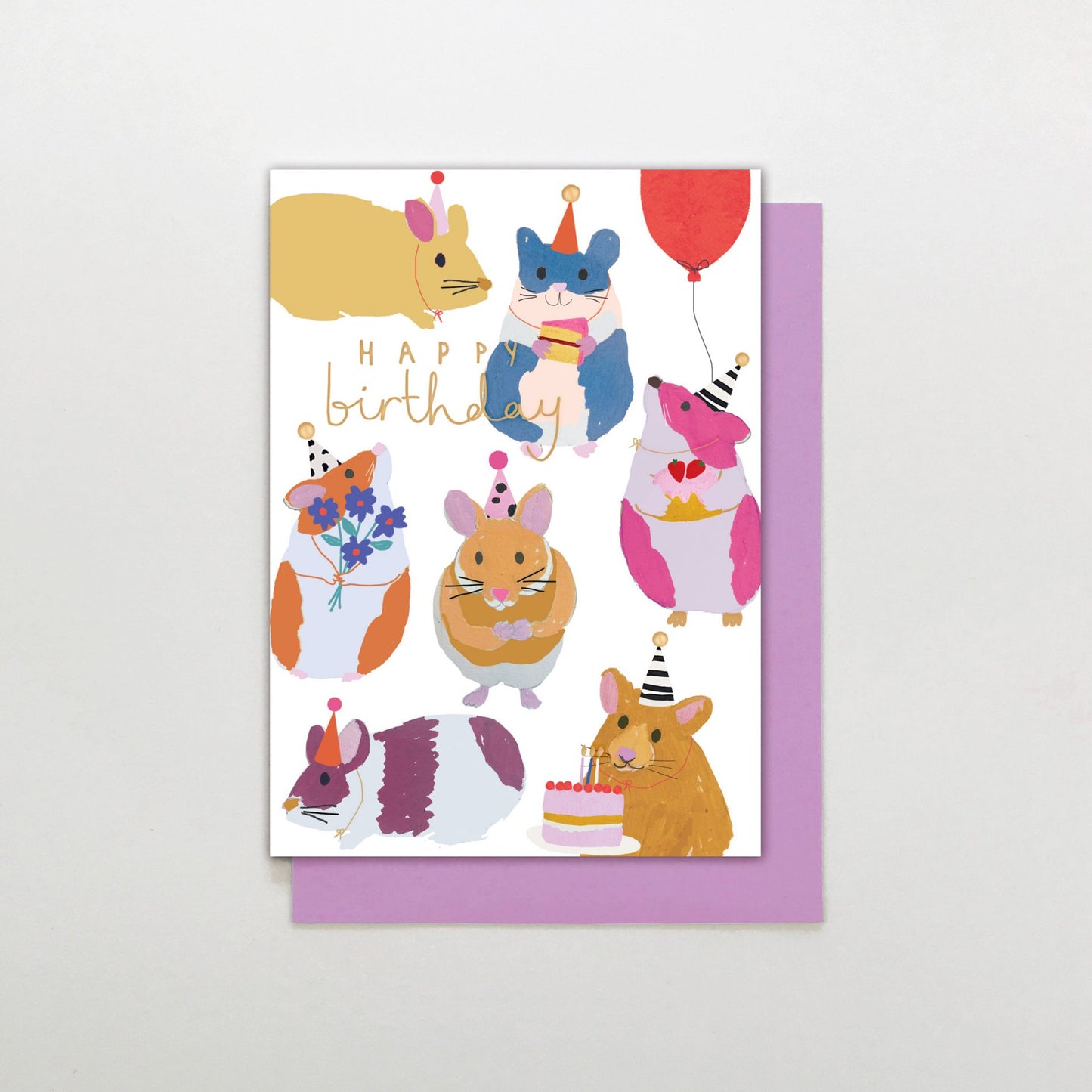 RB036-Stop The Clock-Birthday Hamsters-Card-Rainbow