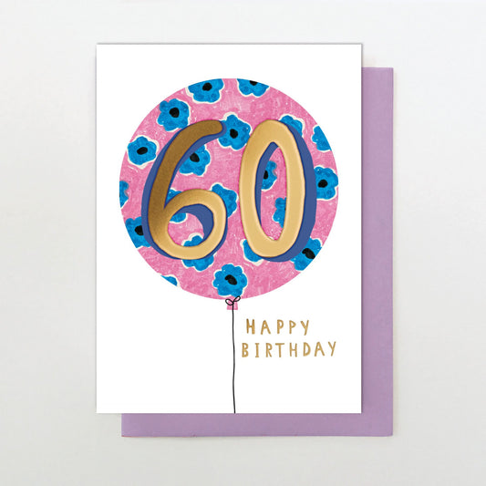 OLL030-Stop The Clock-Female 60 Birthday Balloon-Card-Ooh La La