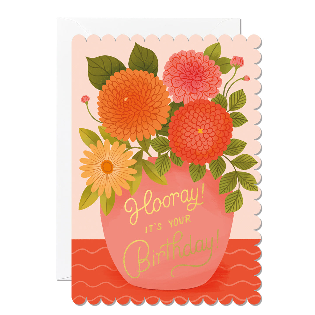 C298-Ricicle Cards-Hooray Birthday Vase -Card-