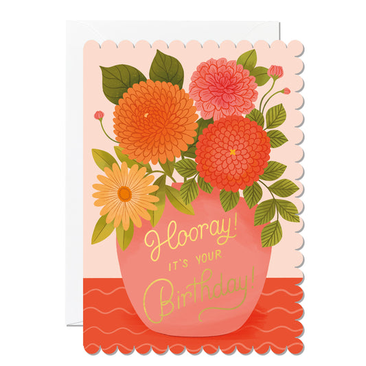 C298-Ricicle Cards-Hooray Birthday Vase -Card-