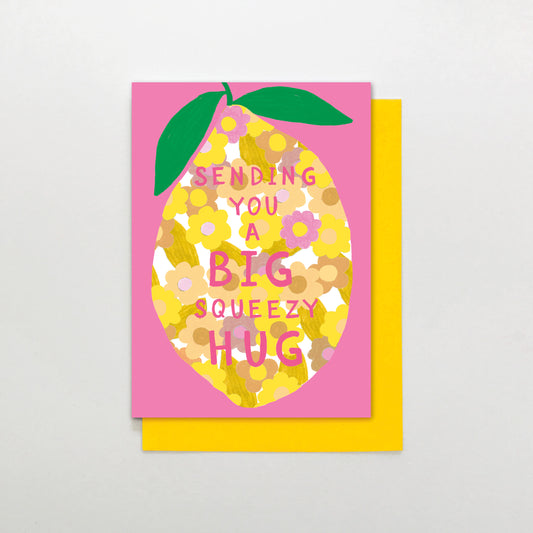 LE018-Stop The Clock-Card- Lemon Squeezy Hug-Card-Pink Lemon