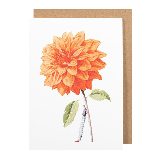 GC046-Laura Stoddart-Dahlia Orange-Greeting Cards-Card