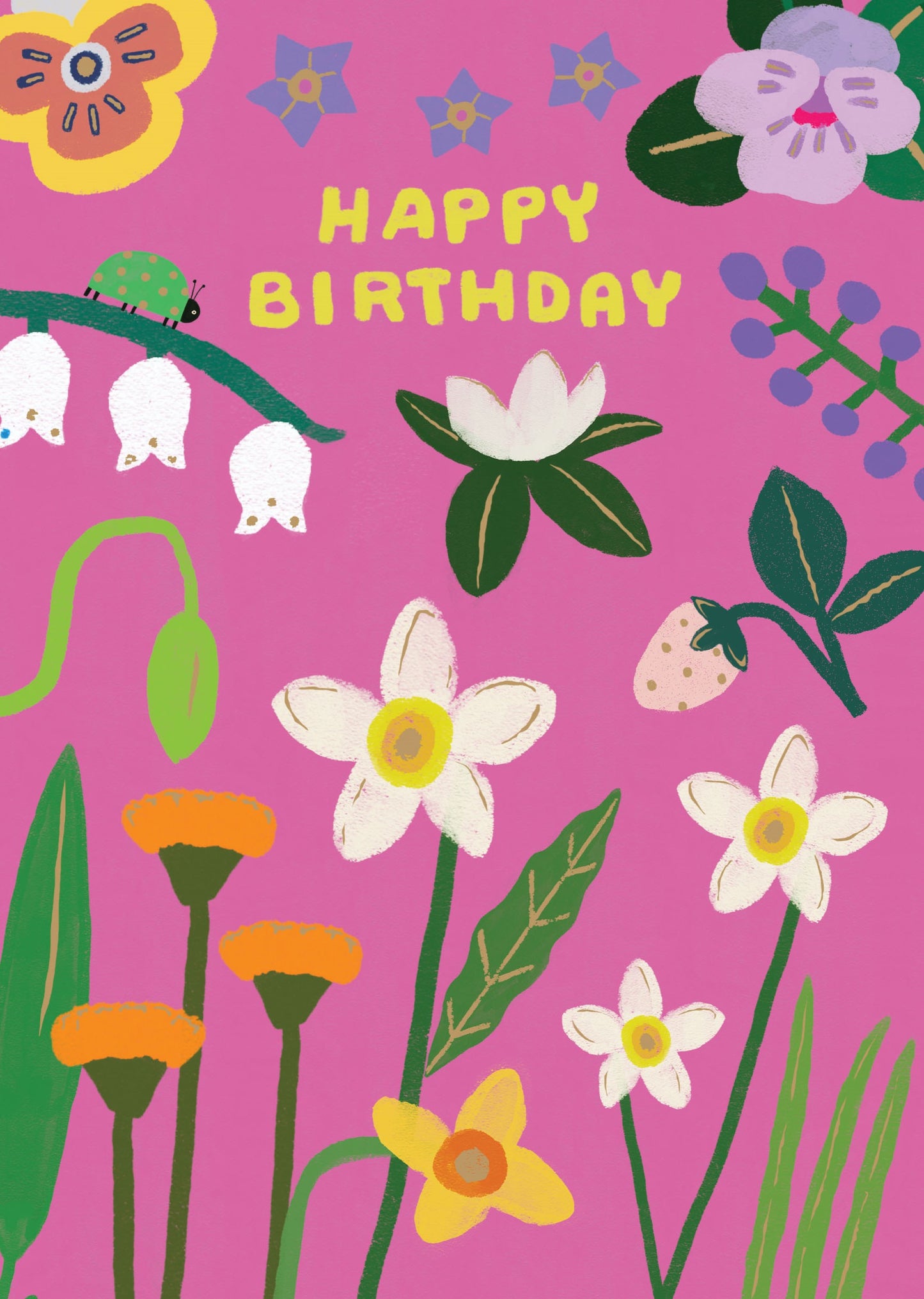 GC2389-Roger La B-Floral In Pink Greeting Card-Card-Standard Birthday