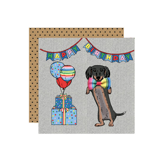 FE001-Apple & Clover-Happy Birthday Dachshund-Card-Fiesta