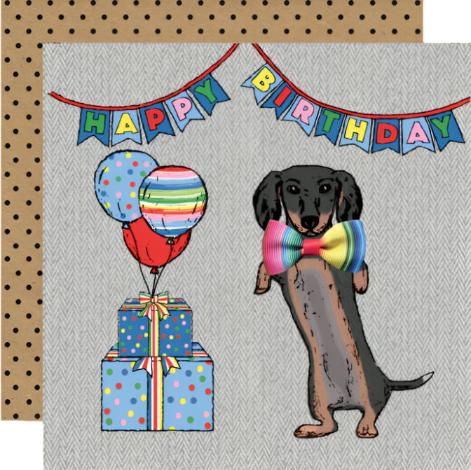 FE001-Apple & Clover-Happy Birthday Dachshund-Card-Fiesta