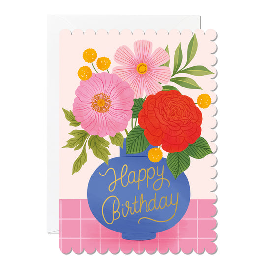 C295-Ricicle Cards-Happy Birthday Vase -Card-