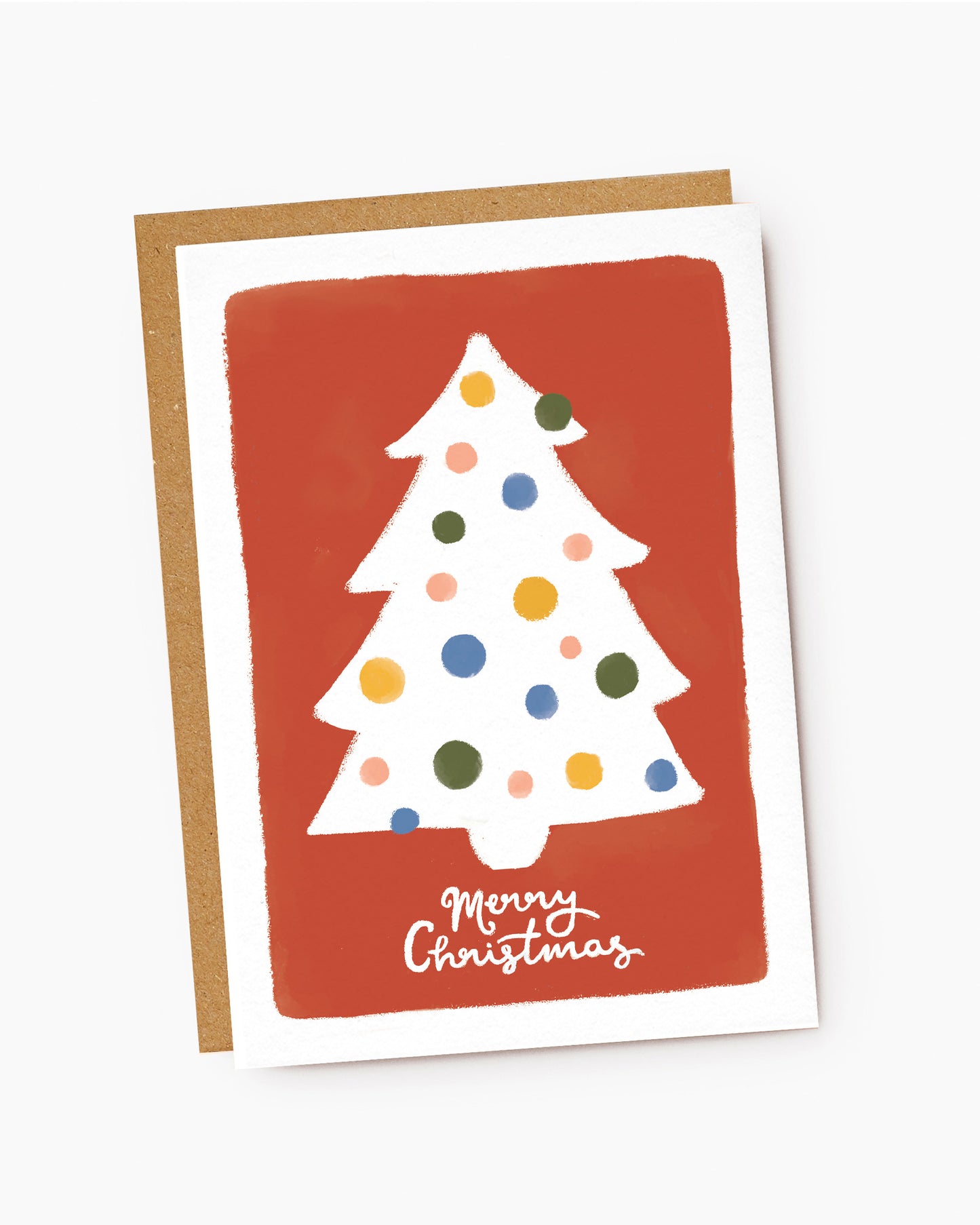 JX237-Jade Fisher-Spruce-Merry Christmas Red Bauble Tree-Xmas Card-Christmas