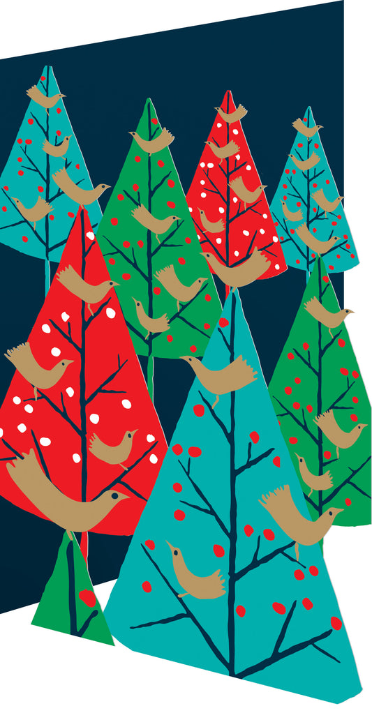 GCX1059-Roger La B-Brilliant Birds Lasercut Card Single-Xmas Card-Lasercut Cards
