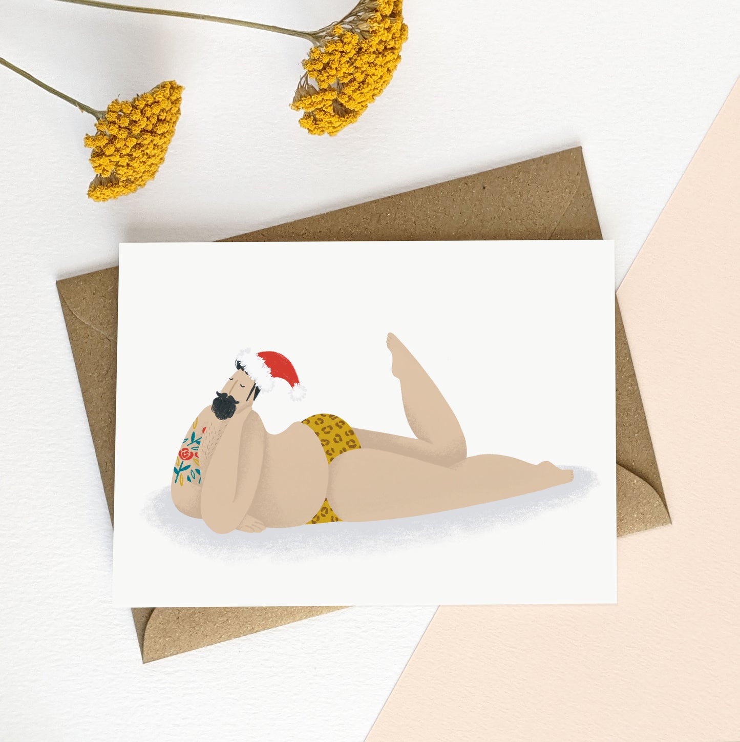 CBR009-Elsa Rose Frere-Christmas Sexy Man Santa Greeting Card-Xmas Card-Gingerbread