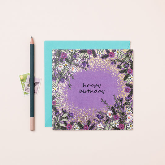 FA046-Apple & Clover-Hb Flowers Purple-Card-Botanicals