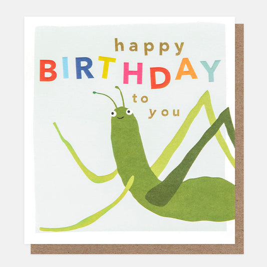 HAB011-Caroline G-Happy Birthday To You Grasshopper-Card-Happy Bugs