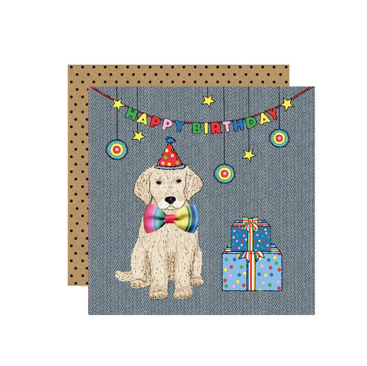 FE011-Apple & Clover-Happy Birthday Golden Retriever-Card-Fiesta