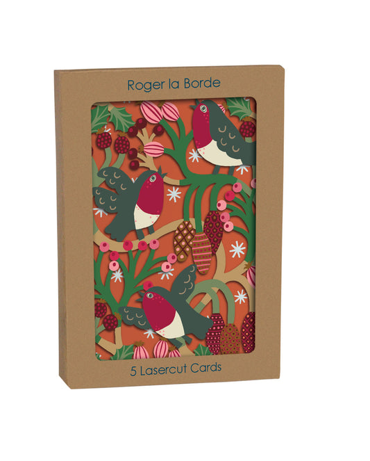 GCX1060P-Roger La B-Christmas Chorus Lasercut Card 5 Pack-Xmas Card Pack-Lasercut Cards