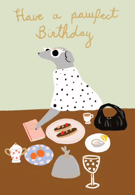 GCN451-Roger La B-Fashionable Dog Petite Card-Card-Petite Birthday Gold Foil