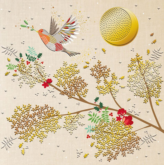 9695400060-Editions du Desastre-Bird Gold Moon-Xmas Card-Lumiere D'Hiver