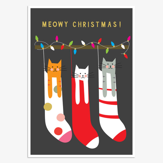 HJX010-Think of Me-Meowy Christmas!-Xmas Card-Holly Jolly