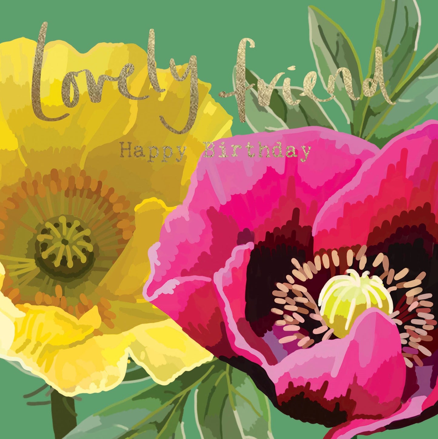 SF006-Sarah Kelleher-Lovely Friend Poppies Green-Card-Summer Florals