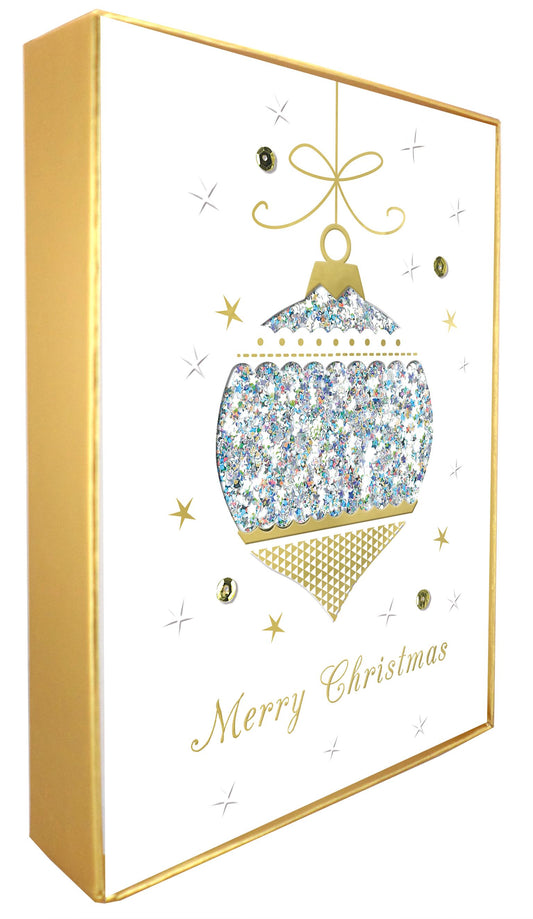 BXW005-Second Nature-Bauble With Bow 5Pck-Xmas Card Pack-Winter Glow