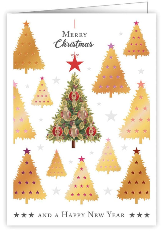 4759-Quire-Golden Christmas Trees-Xmas Card-Mac Classic