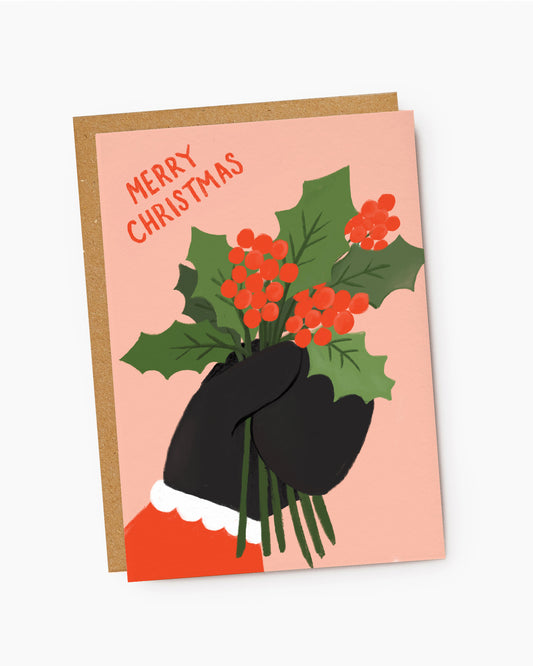 CX246-Jade Fisher-Holly Picking-Xmas Card-Christmas