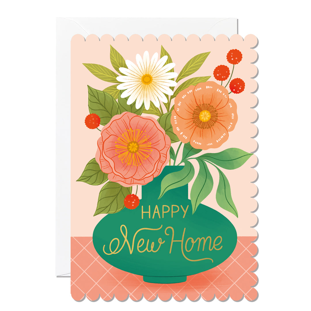 C297-Ricicle Cards-Happy New Home Vase -Card-