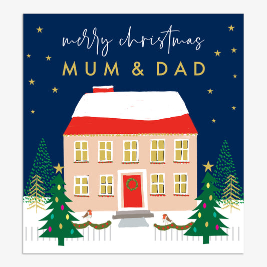 EVX001-Think of Me-Mum & Dad-Xmas Card-Evergreen